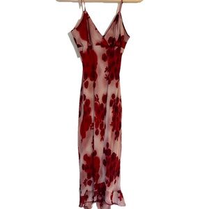 Heart Moon Star Dress Medium Red Rose Cami Midi Y2K Babydoll Whimsigoth Romantic